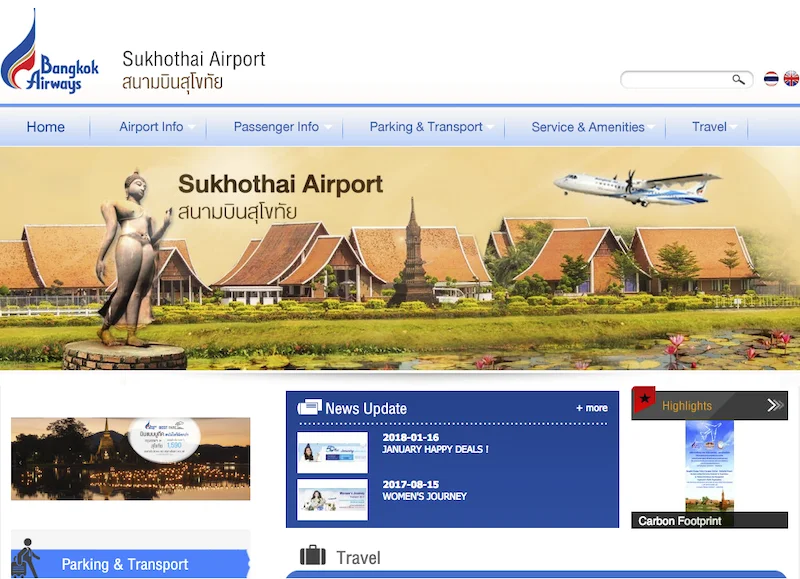 ลูกค้า รับทําเว็บไซต์ ออกแบบเว็บไซต์ : สนามบินสุโขทัย - บริษัท การบินกรุงเทพ จำกัด (มหาชน)
