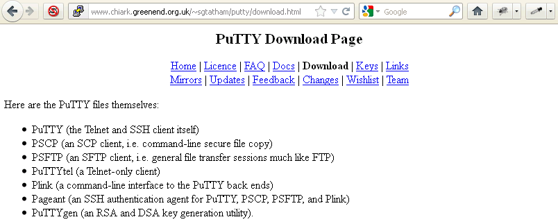 01-PuTTY-Download-Page