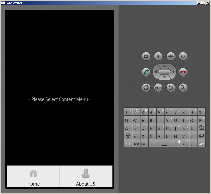 หน้าจอแสดงผลของ ตัวอย่างการสร้าง Context Menu ใน Activity