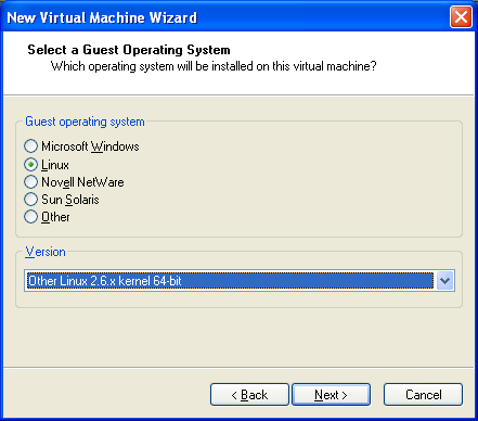 Select a Guest Operating System Select a Guest Operating System