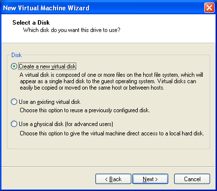 Select a Disk Select a Disk