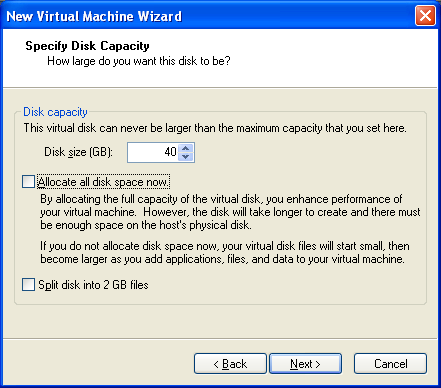 Specify Disk Capacity